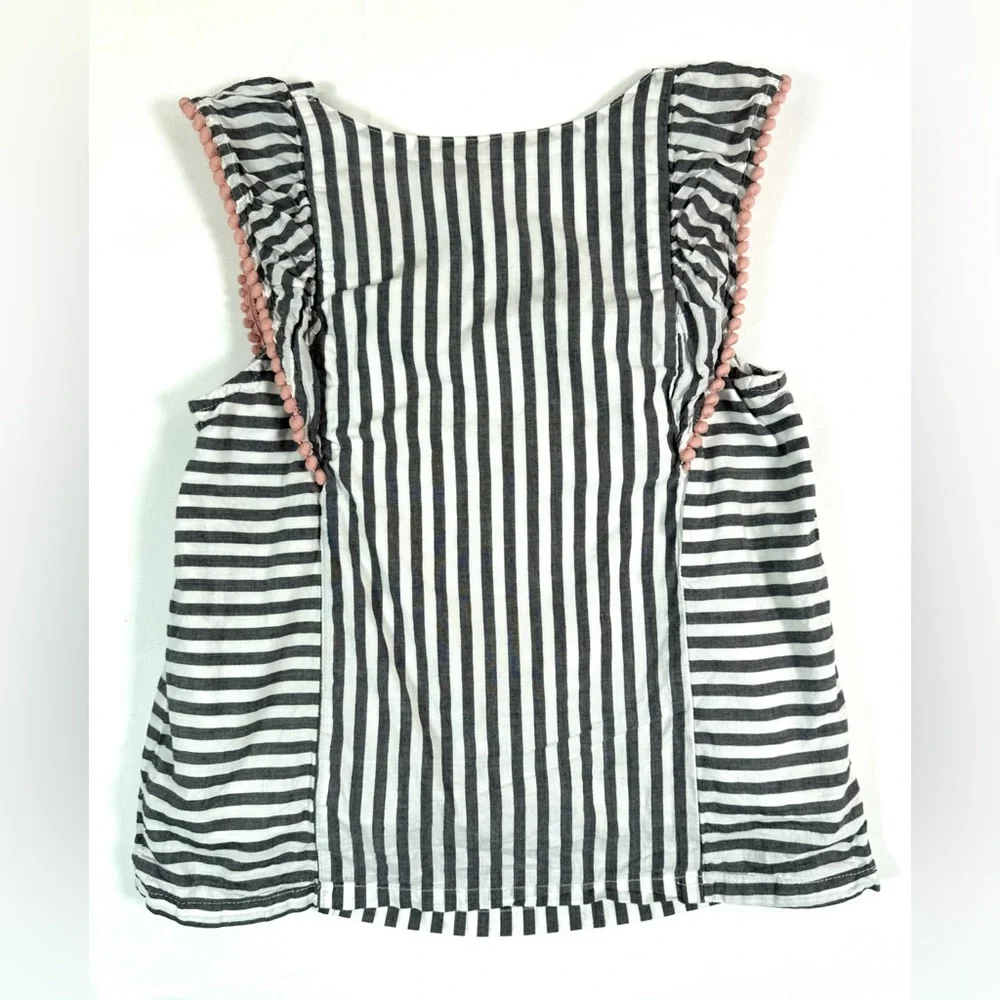 GYMBOREE Girls Black White Stripe Sleeveless Smocked Dress 8 Classic Cottagecore
